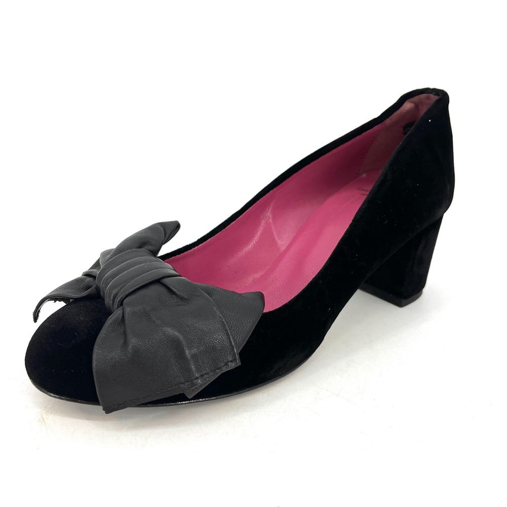 Moschino Cheap and‎ Chic Black Velvet Bow Block Heel Pumps Shoes Women 7.5